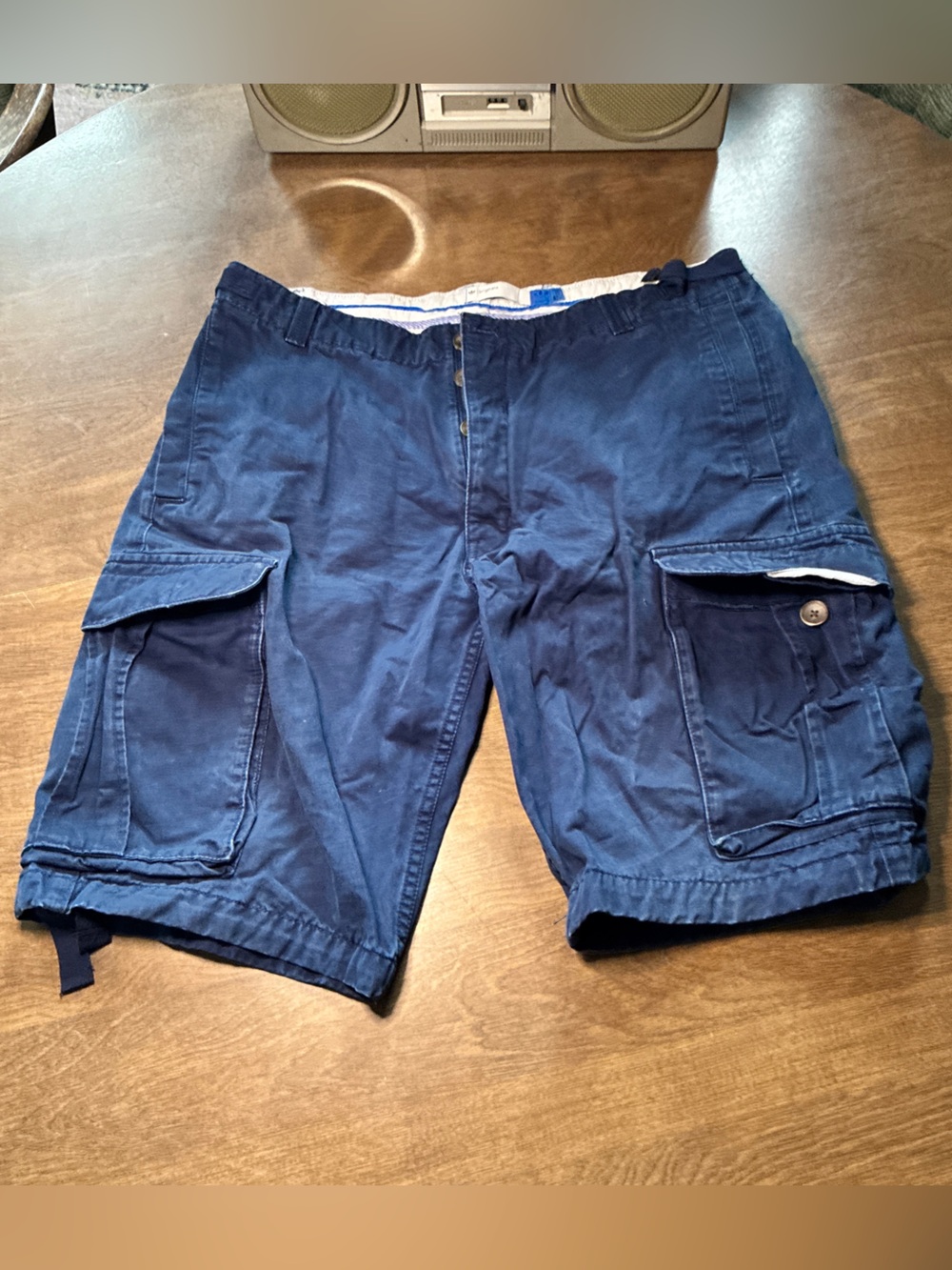 Adidas Originals Mens Khaki BlueCargo Shorts Size 38 Outdoor